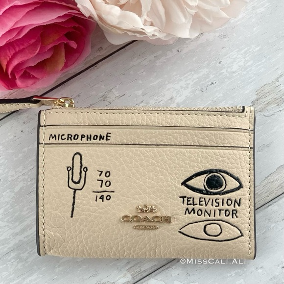 NWT COACH X Jean Michel Basquiat Mini Skinny ID Case Bag Keychain - Picture 5 of 16